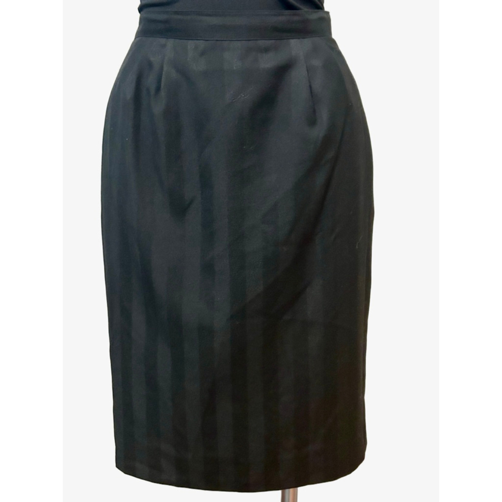 Vintage Glenbrooke Black Striped Pencil Skirt Size 8